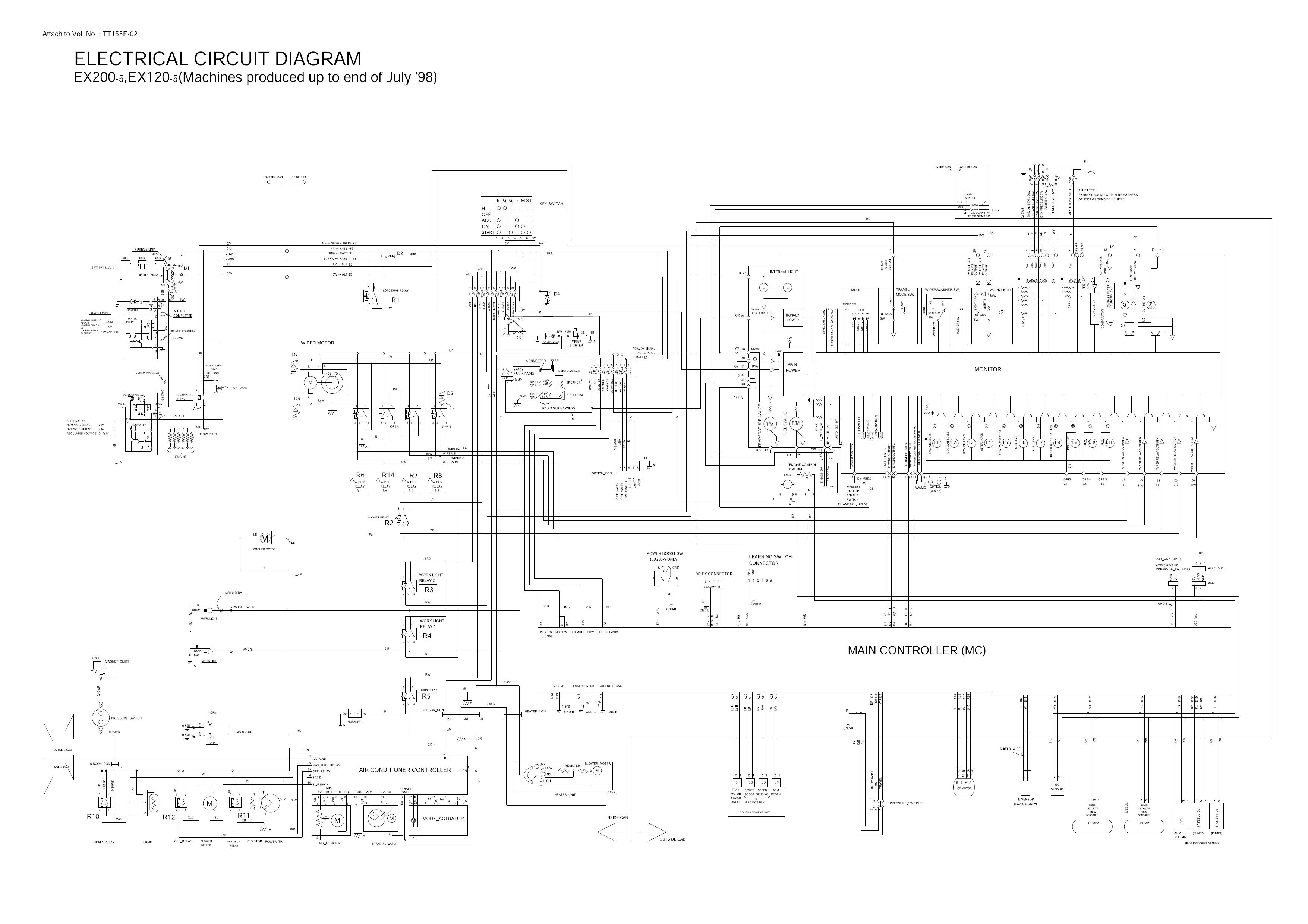 EX120-5 HITACHI ELECTRICAL CIRCUIT DIAGRAM